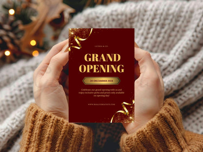 Elegant Minimal Grand Opening Card Template | Modern Luxury Business Launch Invitation | Printable & Editable Design