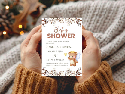 Floral Elegant Invitation Template | Luxury Flower Editable Invite | Instant Download Printable Card