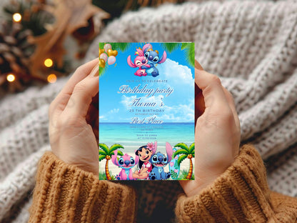 Beach Theme Birthday Invitation Card – Editable Printable Summer Beach Party Invite – Tropical Birthday Invitation