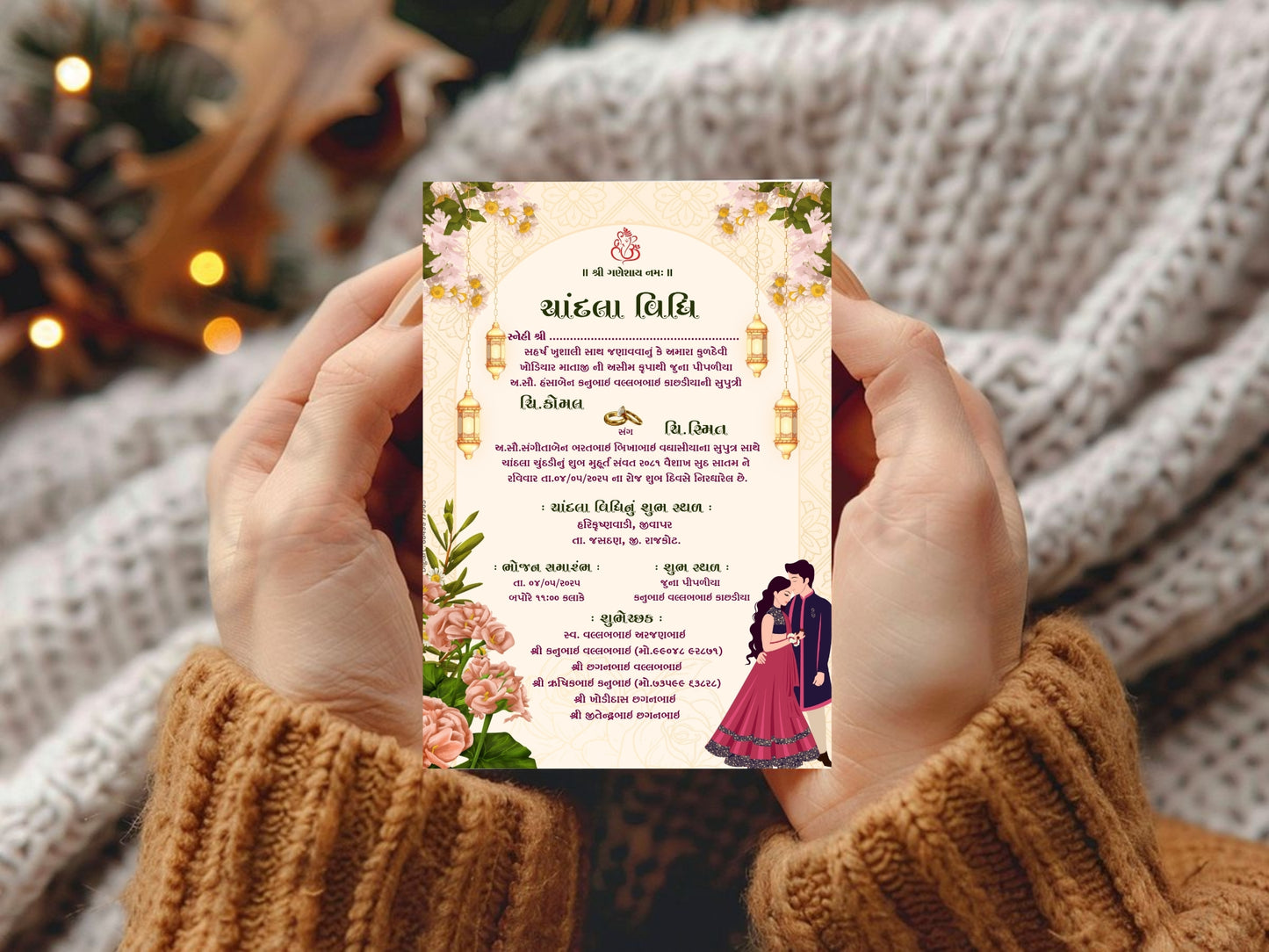 Royal Floral Chandla Vidhi Card – Elegant Luxury Invitation