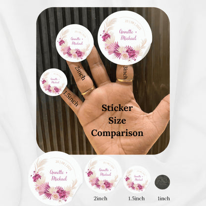 Floral Simple Sticker Design | Minimal Botanical Logo Sticker | Elegant Wedding Favor & Small Business Packaging Label