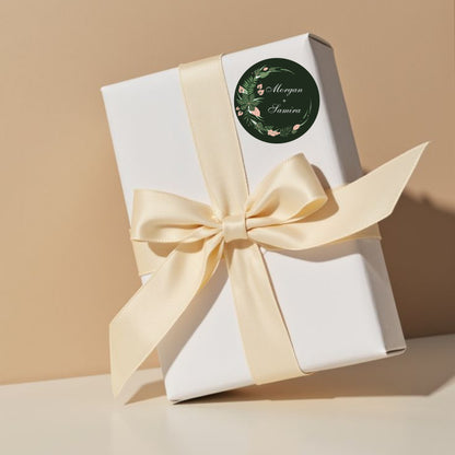 Simple Elegant Floral Sticker Design | Minimal Botanical Custom Logo Sticker | Wedding Favor & Premium Business Packaging Label
