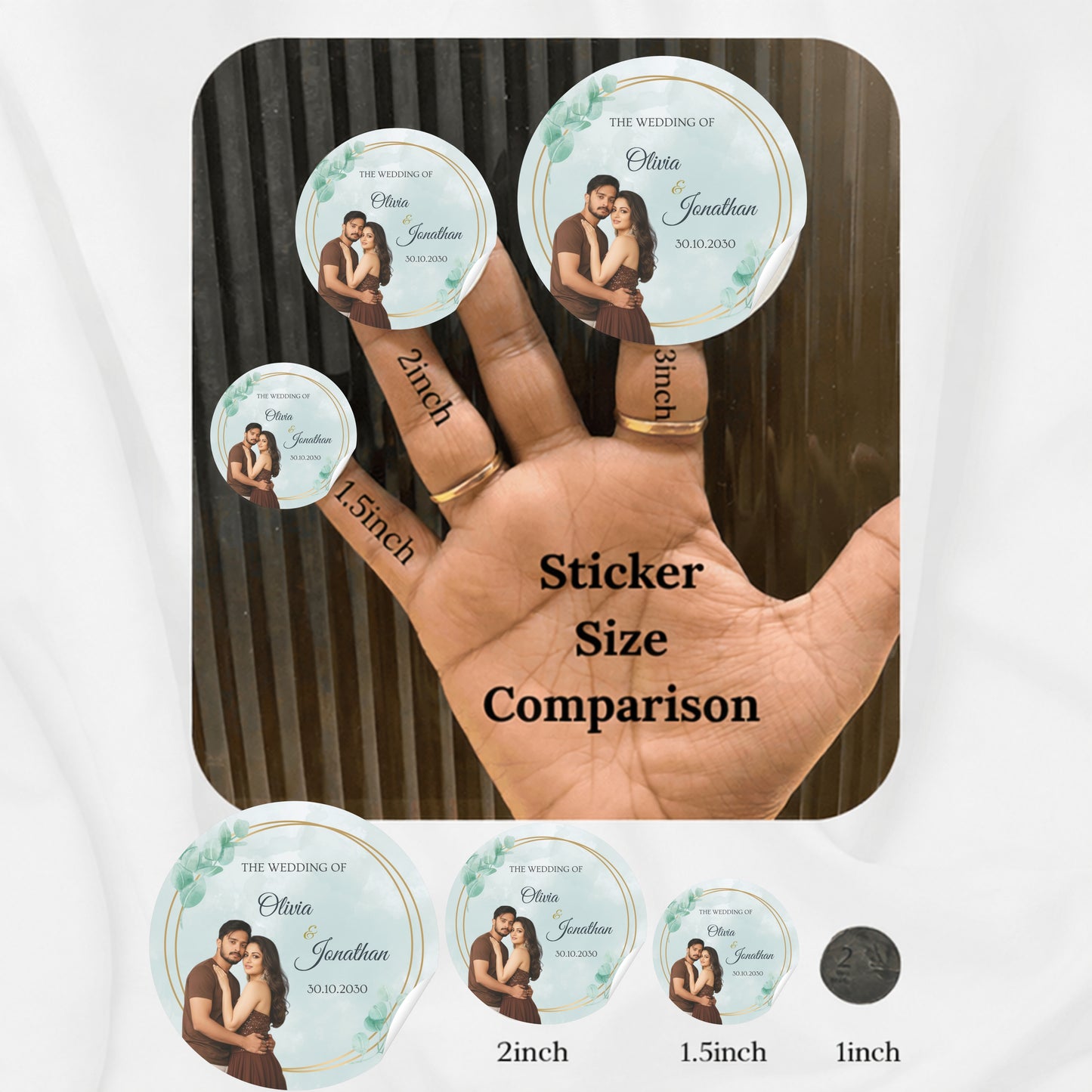 Personalized Wedding Sticker with Couple Photo by DigiArt Invitation