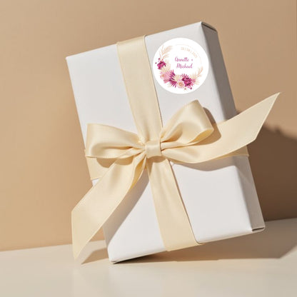 Floral Simple Sticker Design | Minimal Botanical Logo Sticker | Elegant Wedding Favor & Small Business Packaging Label