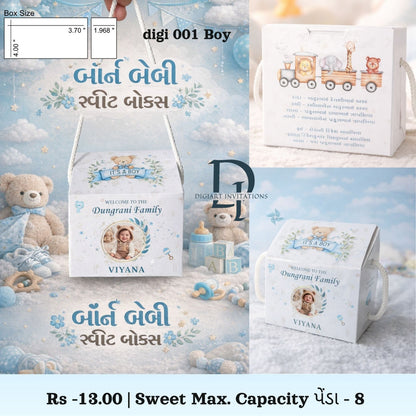 Custom Baby Born Return Gift Sweet Box | Personalized Newborn Announcement Gift Box For Baby Girl & Baby Boy