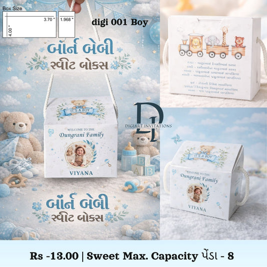 Custom Baby Born Return Gift Sweet Box | Personalized Newborn Announcement Gift Box For Baby Girl & Baby Boy