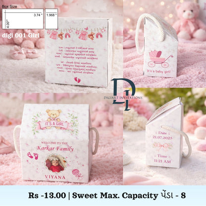 Custom Baby Born Return Gift Sweet Box | Personalized Newborn Announcement Gift Box For Baby Girl & Baby Boy