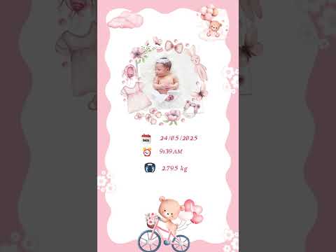 Elegant Theme Baby Announcement Video | Personalized Newborn Reveal Digital Invitation