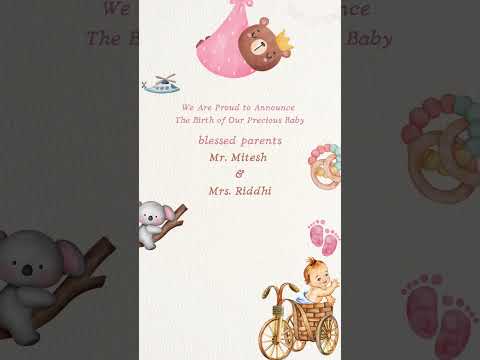 Pink Color Toys Theme Baby Announcement Video | Cute Baby Girl Reveal | Personalized Digital Invite