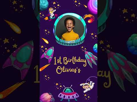 Astronaut Theme Birthday Invitation Video | Space Adventure Digital Birthday Invite | Kids Party E-Invite