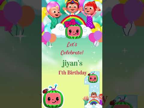 Cocomelon Theme Birthday Invitation Video | Cute Kids Cartoon Digital Birthday Invite | Fun Party E-Invite