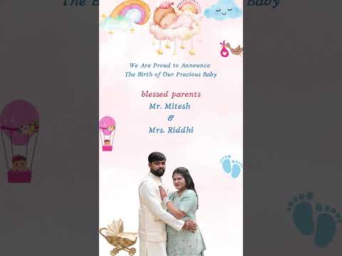 Pink Watercolor Toys Theme Baby Announcement Video | Cute Baby Girl Reveal Invitation | Personalized Digital Invite