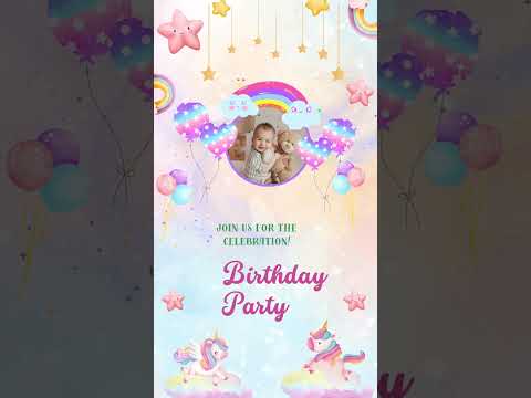 Rainbow Unicorn Theme Birthday Invitation Video | Magical Unicorn Digital Birthday Invite | Kids Party E-Invite