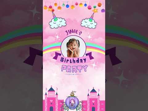 Pink Princess Theme Birthday Invitation Video | Royal Pink Princess Digital Birthday Invite | Girls Party E-Invite